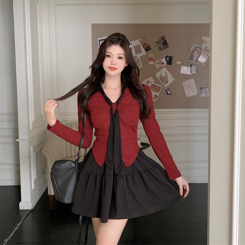 2026 Spring V-Neck Long Sleeve Slim Fit T-Shirt for Women