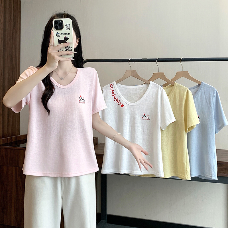 2026 Summer Plus Size Women's Cartoon Print Short Sleeve T-Shirt - Style 76847c