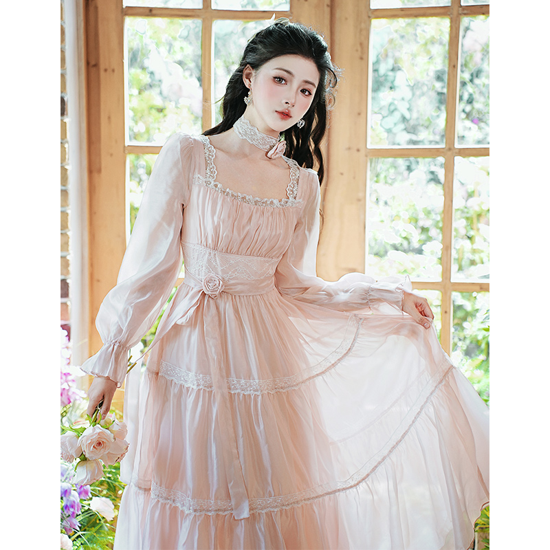 french-style-pearlized-chiffon-slimming-dress-with-square-neck-and-long-sleeves_1