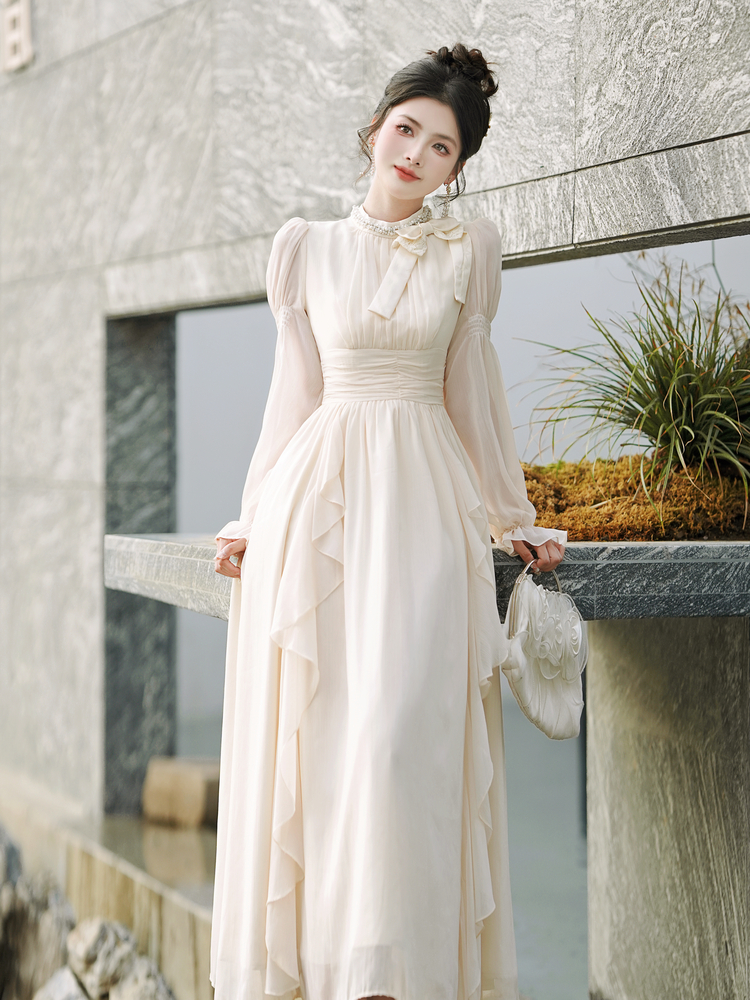 gentle-style-bow-round-neck-cinched-waist-chiffon-ruffle-fairy-dress-style-72e678_1