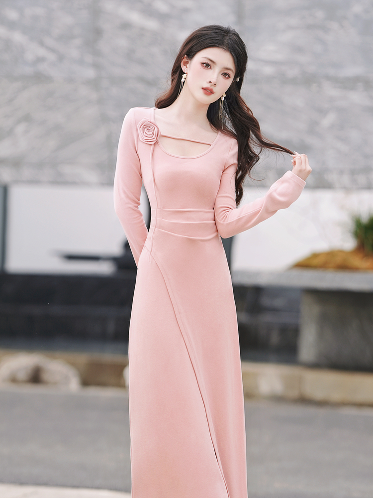 New Chinese Style Retro Knit Long Sleeve Dress