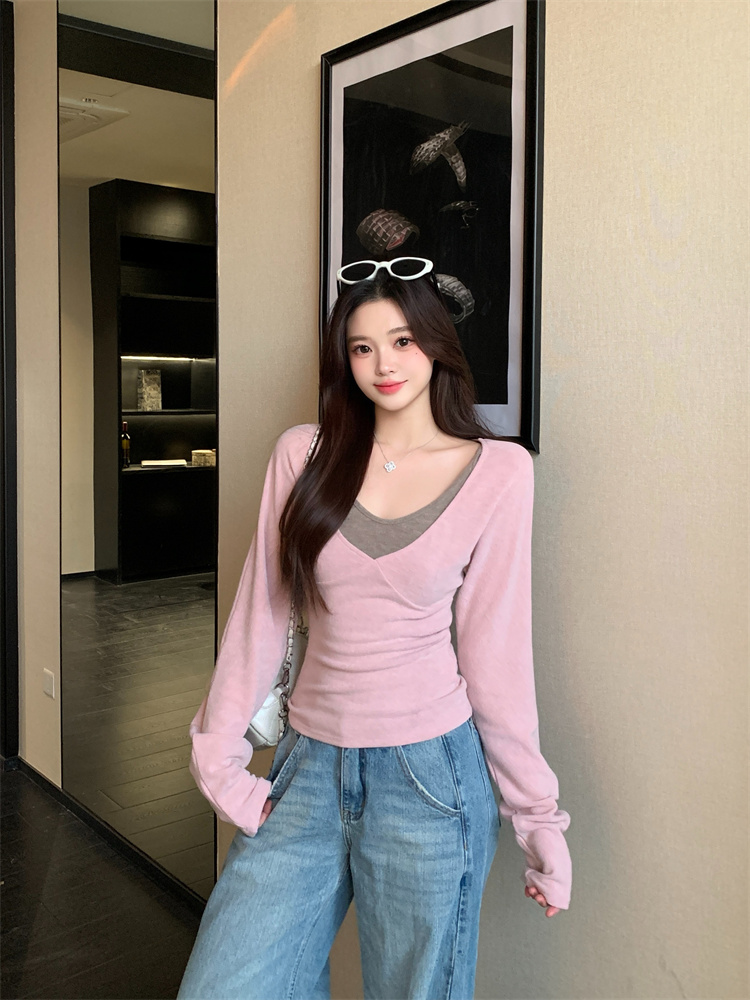 Plus Size Women's Korean Style Color Block Cami and Cover Up Two Piece Set Spring Slim Fit Fashion - Style 6e1bf6